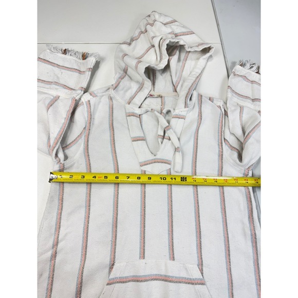 Faherty Striped Beach Cover-Up Hooded Tunic Dress with‎ Pockets and Fringe - Picture 4 of 7